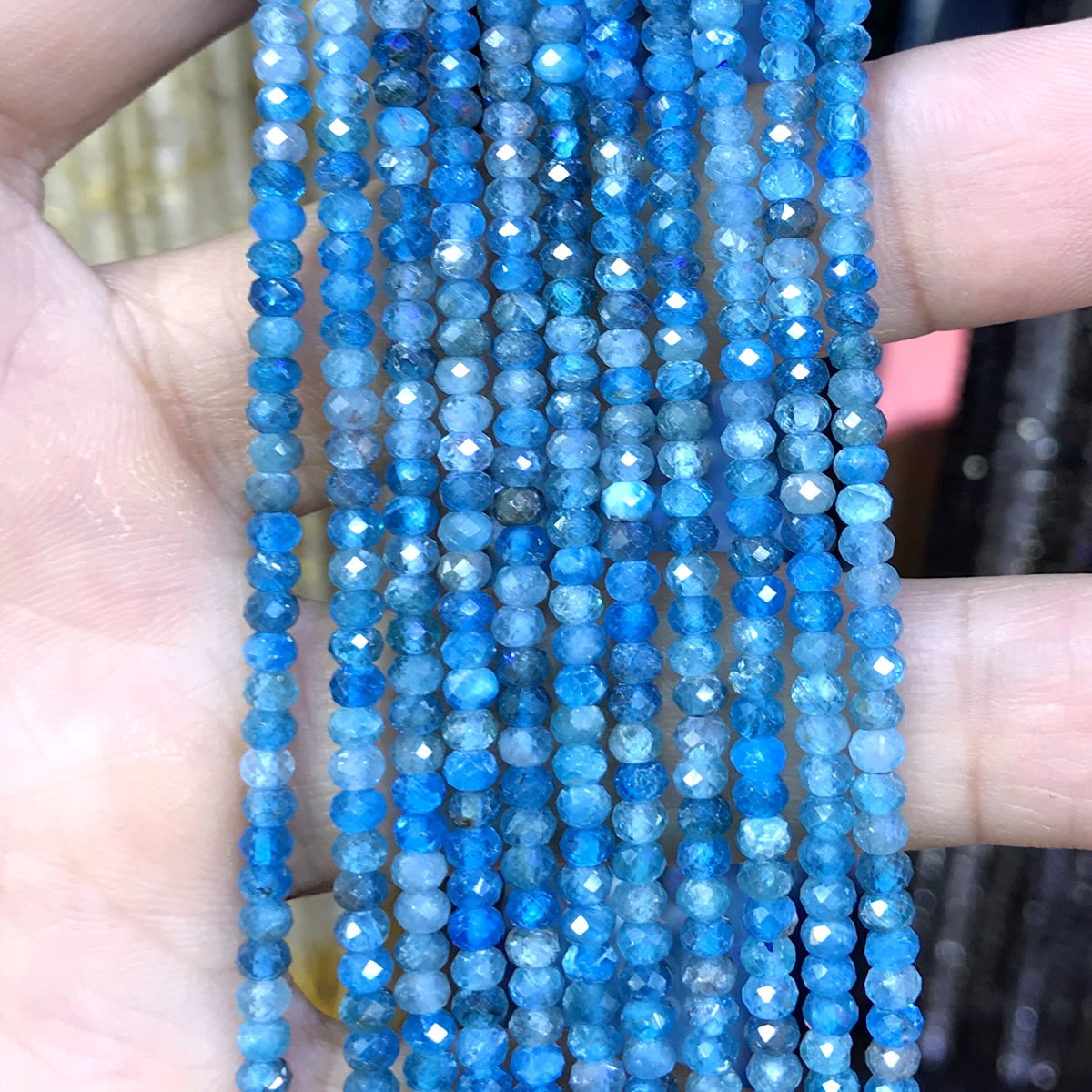 CRB18 Apatite Gemstone Beads Faceted Rondelle 2x3mm 15" Strand