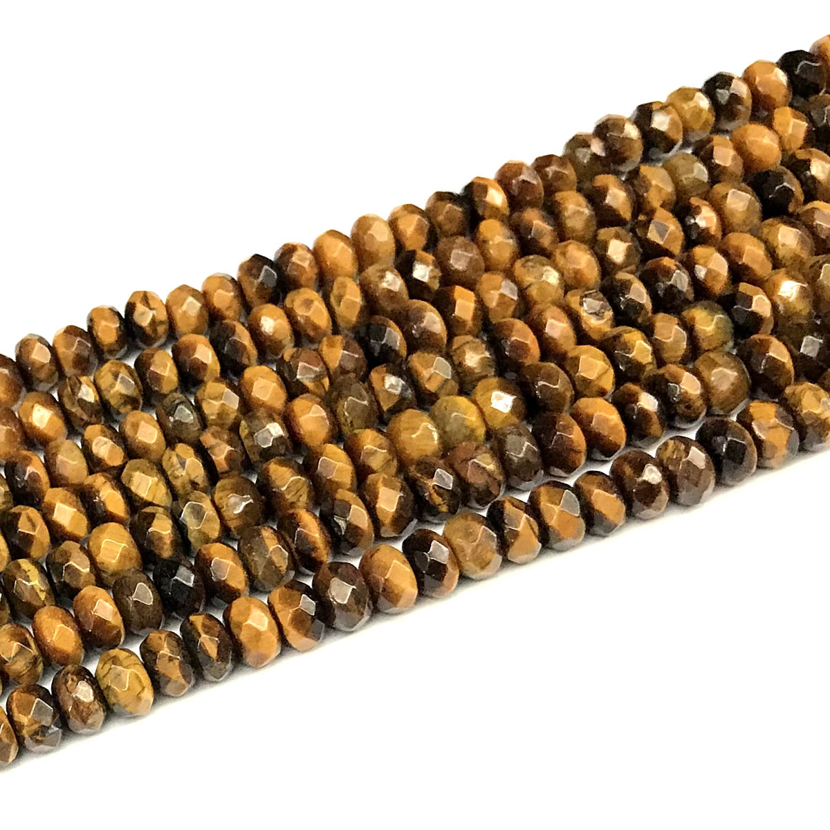 CRB180 Yellow Tiger Eye Beads Faceted Rondelle 4x6mm 15" Strand