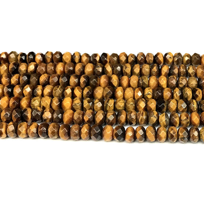 CRB180 Yellow Tiger Eye Beads Faceted Rondelle 4x6mm 15" Strand