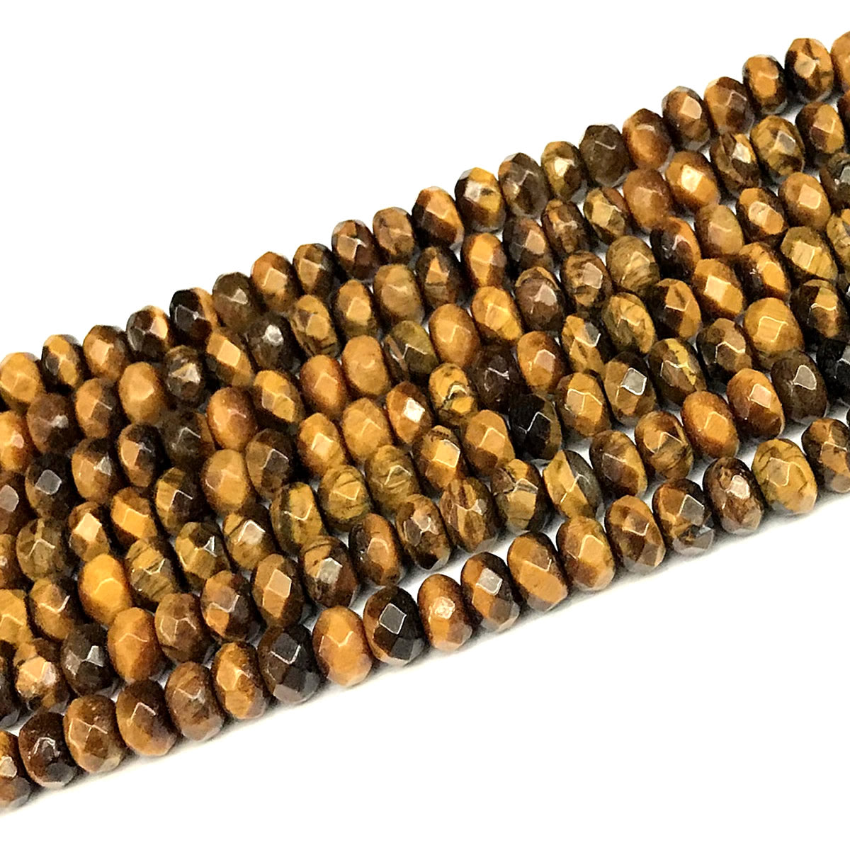 CRB181 Yellow Tiger Eye Beads Faceted Rondelle 5x8mm 15" Strand