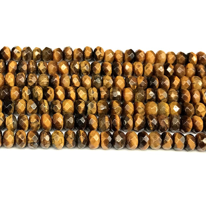 CRB181 Yellow Tiger Eye Beads Faceted Rondelle 5x8mm 15" Strand