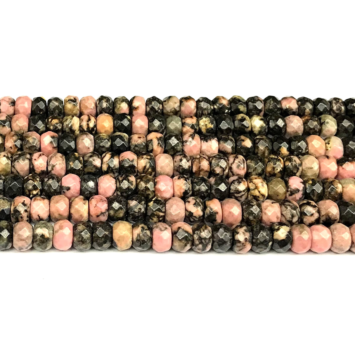 CRB182 Rhodonite Gemstone Beads Faceted Rondelle 4x6mm 15" Strand