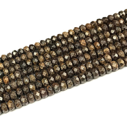 CRB186 Bronzite Gemstone Beads Faceted Rondelle 4x6mm 15" Strand