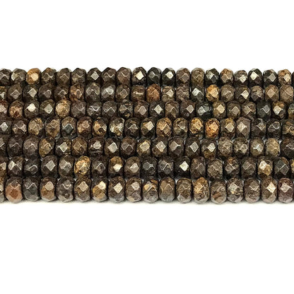 CRB187 Bronzite Gemstone Beads Faceted Rondelle 5x8mm 15" Strand