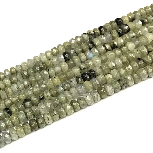 CRB188 Labradorite Gemstone Beads Faceted Rondelle 4x6mm 15" Strand