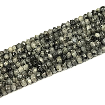 CRB190 Black Labradorite Beads Faceted Rondelle 4x6mm 15" Strand