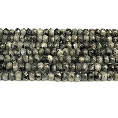 CRB191 Black Labradorite Beads Faceted Rondelle 5x8mm 15" Strand