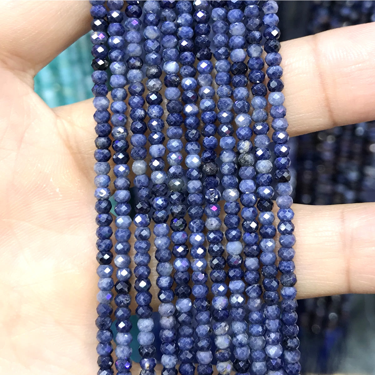 CRB20 Sapphire Gemstone Beads Faceted Rondelle 2x3mm 15" Strand