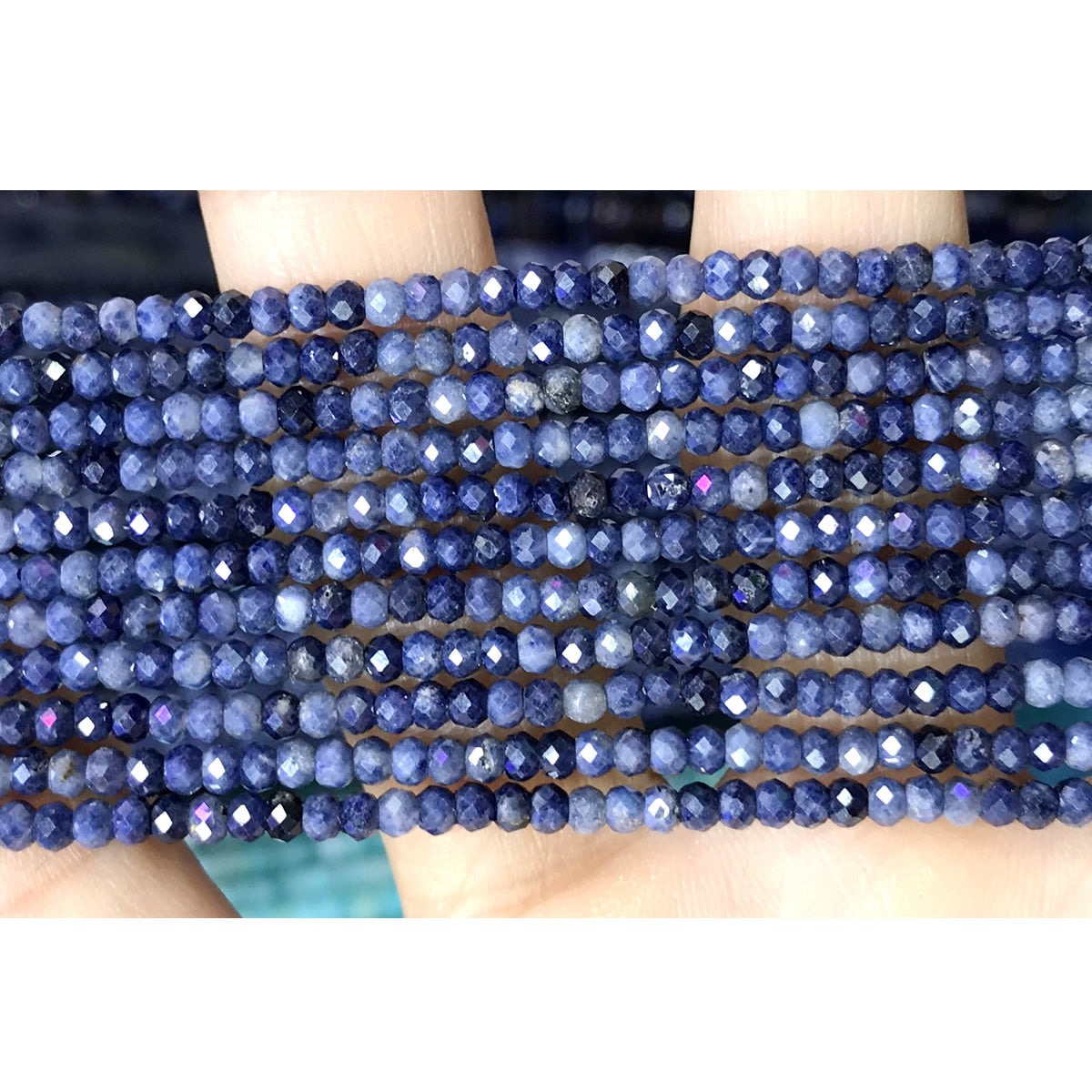 CRB20 Sapphire Gemstone Beads Faceted Rondelle 2x3mm 15" Strand