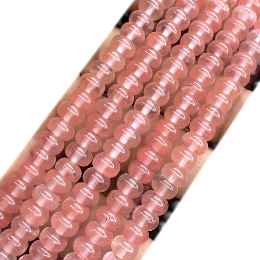 CRB200 Cherry Quartz Beads Smooth Rondelle 4x6mm 15" Strand