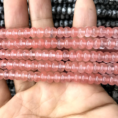 CRB200 Cherry Quartz Beads Smooth Rondelle 4x6mm 15" Strand