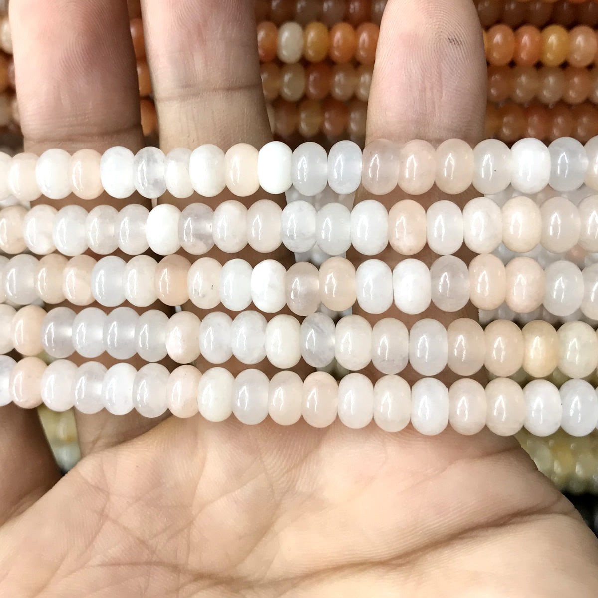 CRB202 Pink Aventurine Jade Beads Smooth Rondelle 4x6mm 15" Strand