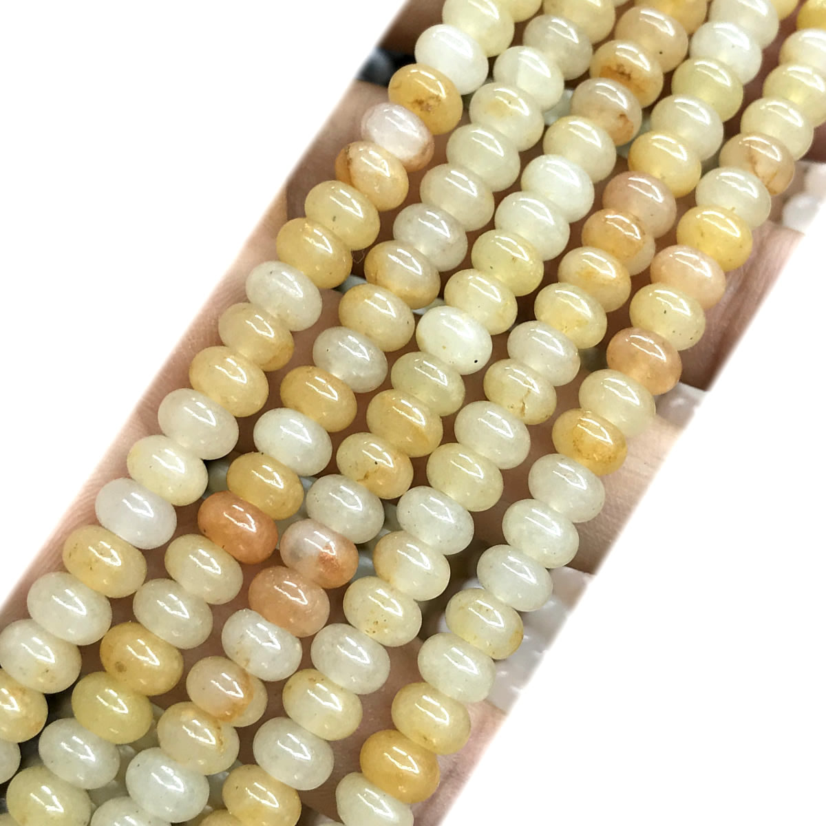 CRB203 Yellow Aventurine Jade Beads Smooth Rondelle 4x6mm 15" Strand