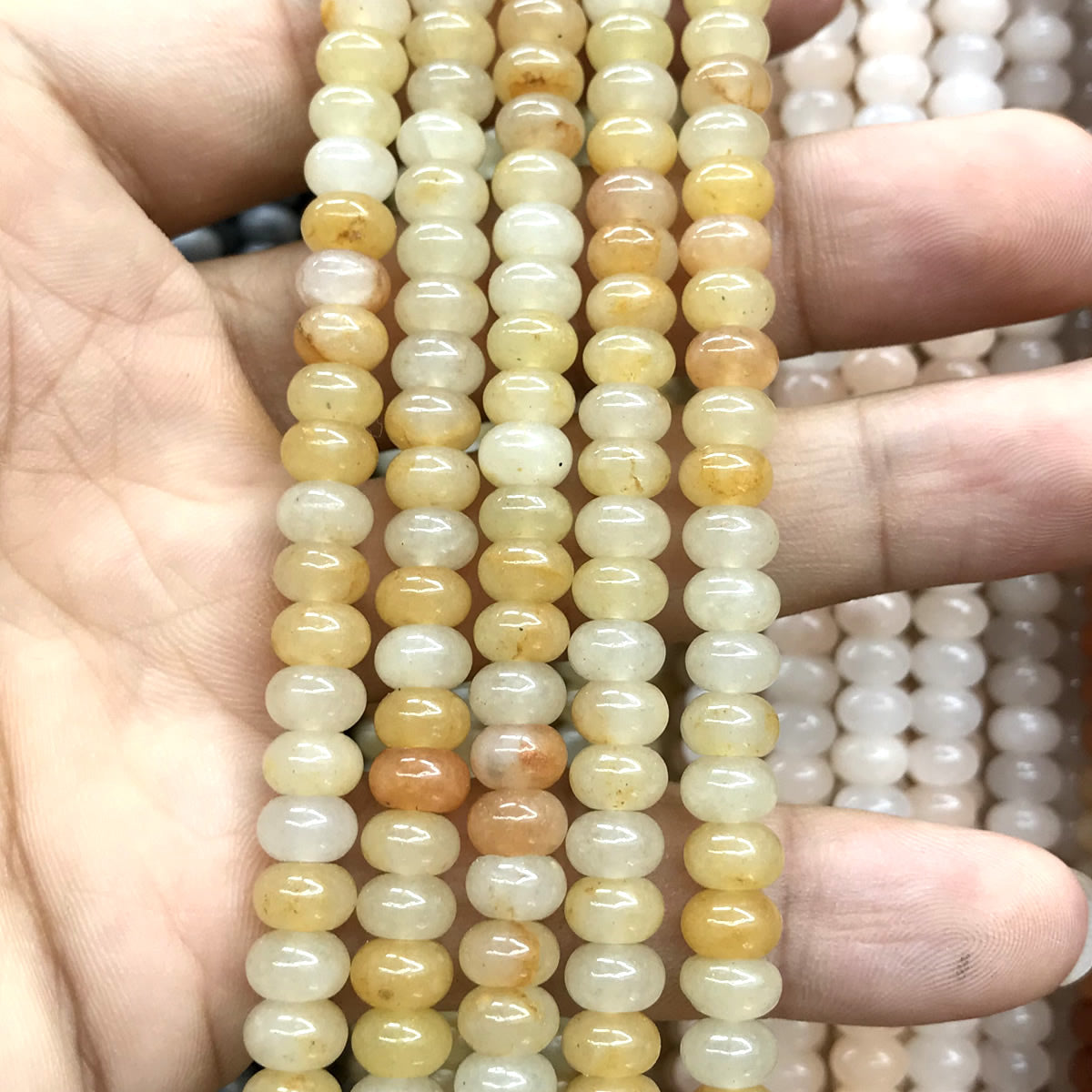 CRB203 Yellow Aventurine Jade Beads Smooth Rondelle 4x6mm 15" Strand