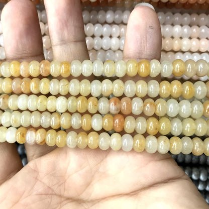 CRB203 Yellow Aventurine Jade Beads Smooth Rondelle 4x6mm 15" Strand