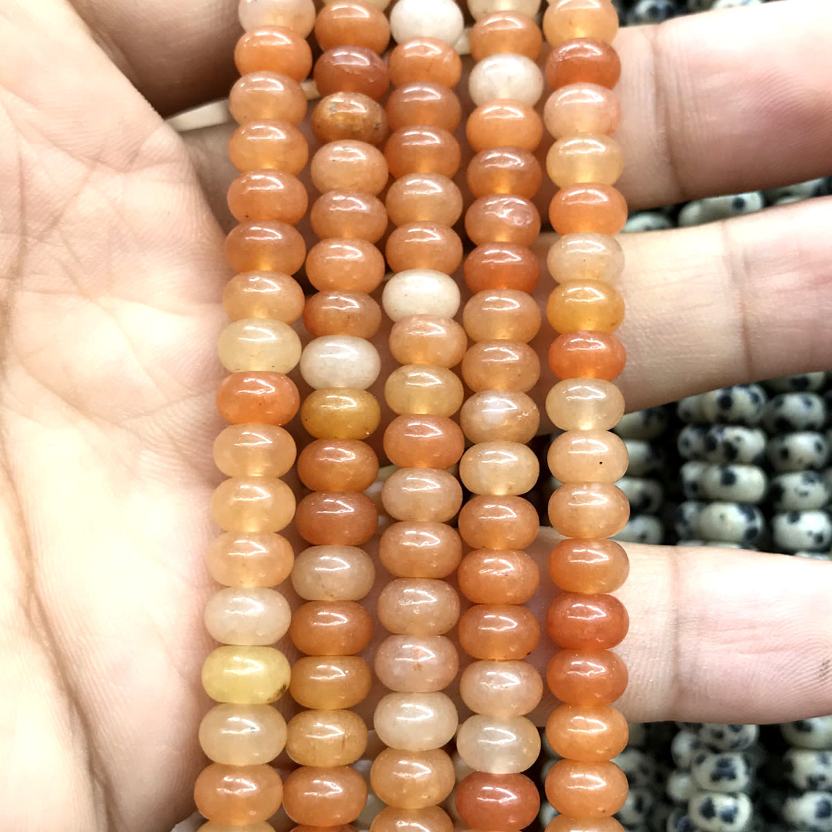 CRB204 Red Aventurine Jade Beads Smooth Rondelle 4x6mm 15" Strand