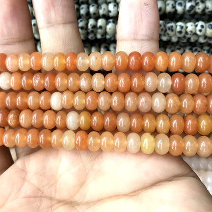 CRB204 Red Aventurine Jade Beads Smooth Rondelle 4x6mm 15" Strand