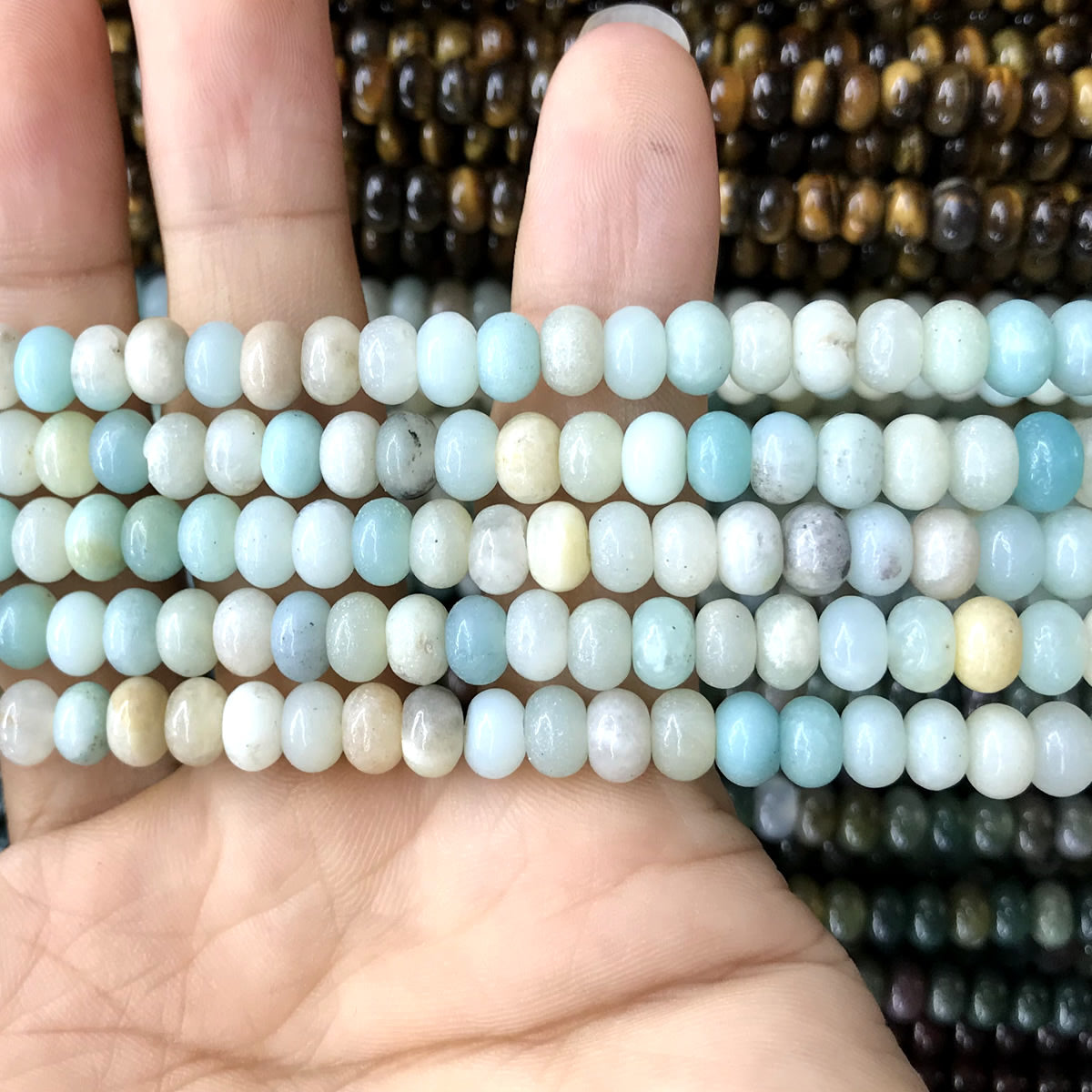 CRB205 Colorful Amazonite Beads Smooth Rondelle 4x6mm 15" Strand