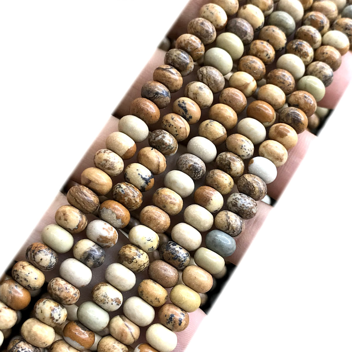 CRB208 Picture Jasper Beads Smooth Rondelle 4x6mm 15" Strand