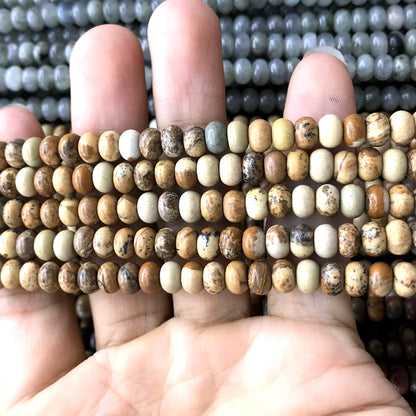 CRB208 Picture Jasper Beads Smooth Rondelle 4x6mm 15" Strand