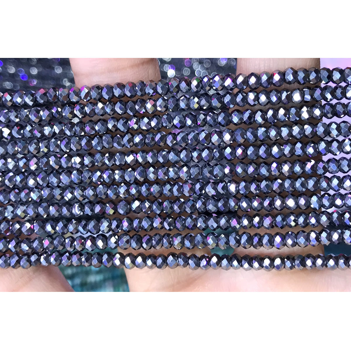 CRB21 Terahertz Beads Faceted Rondelle 2x3mm 15" Strand