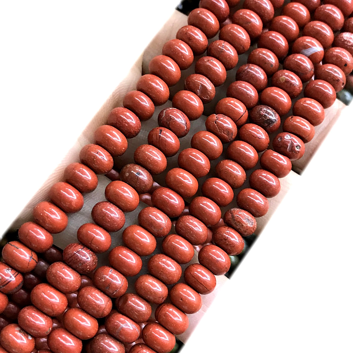 CRB211 Red Jasper Beads Smooth Rondelle 4x6mm 15" Strand