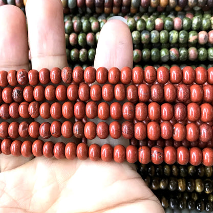 CRB211 Red Jasper Beads Smooth Rondelle 4x6mm 15" Strand