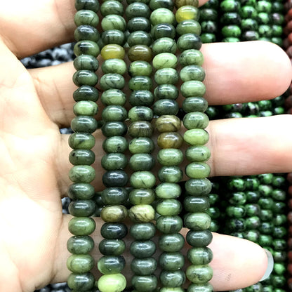 CRB216 Canadian Jade Beads Smooth Rondelle 4x6mm 15" Strand