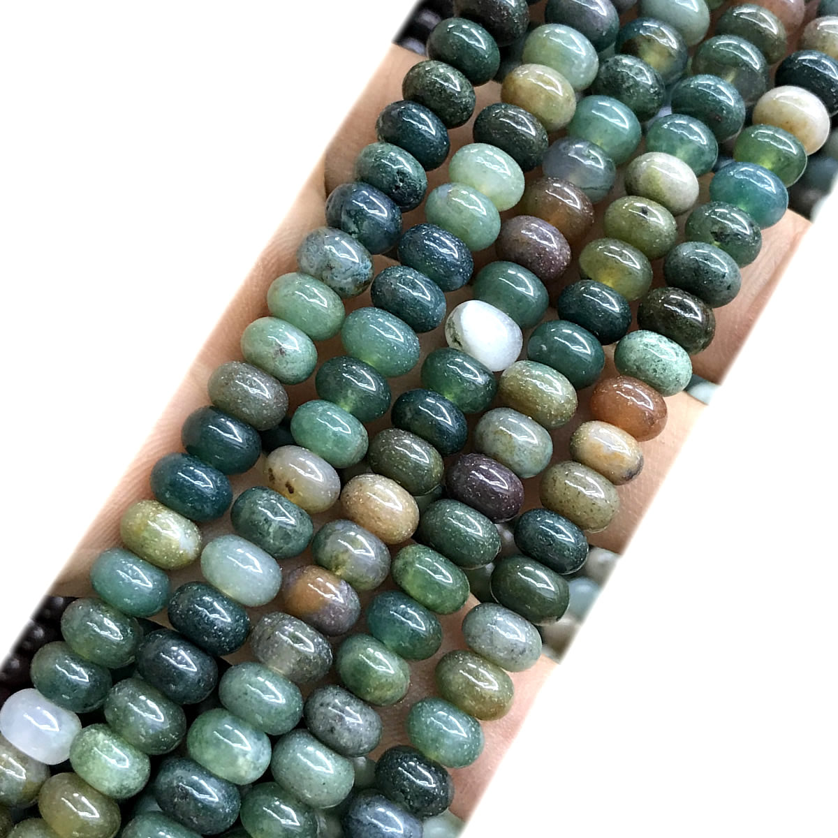 CRB217 Indian Agate Beads Smooth Rondelle 4x6mm 15" Strand