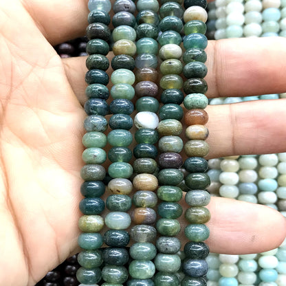 CRB217 Indian Agate Beads Smooth Rondelle 4x6mm 15" Strand