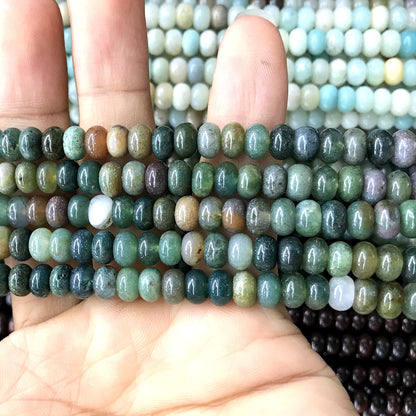 CRB217 Indian Agate Beads Smooth Rondelle 4x6mm 15" Strand