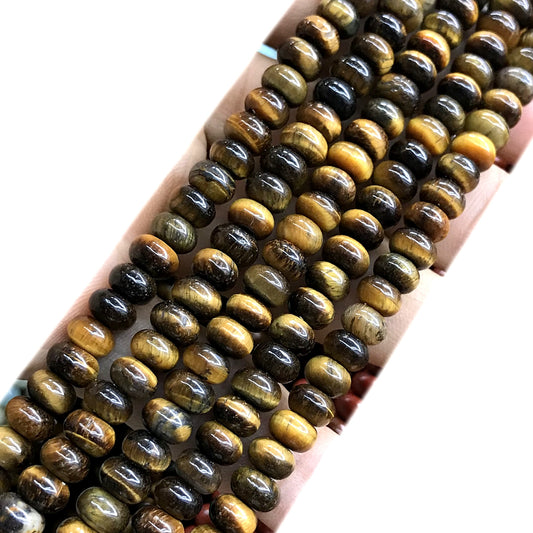 CRB219 Yellow Tiger Eye Beads Smooth Rondelle 4x6mm 15" Strand