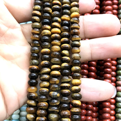 CRB219 Yellow Tiger Eye Beads Smooth Rondelle 4x6mm 15" Strand