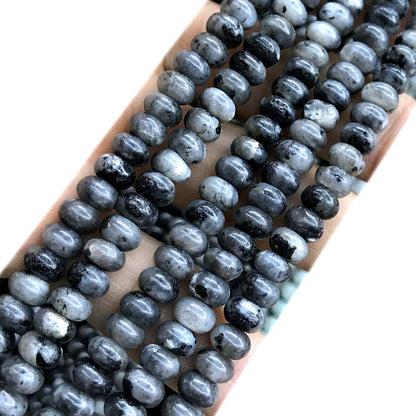 CRB222 Black Labradorite Beads Smooth Rondelle 4x6mm 15" Strand