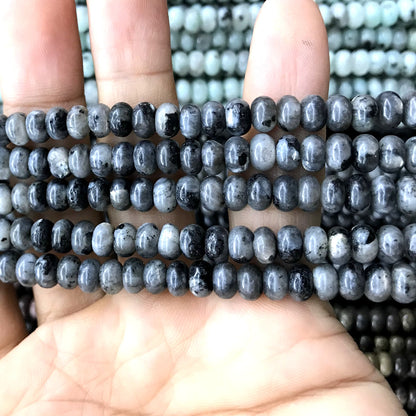 CRB222 Black Labradorite Beads Smooth Rondelle 4x6mm 15" Strand