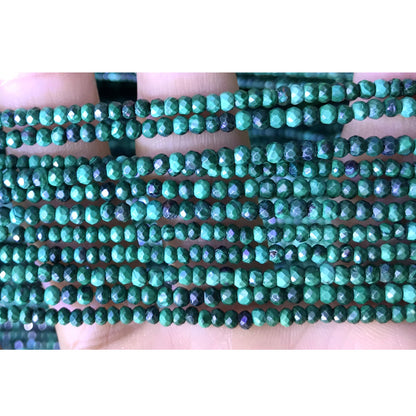 CRB23 Malachite Gemstone Beads Faceted Rondelle 2x3mm 15" Strand