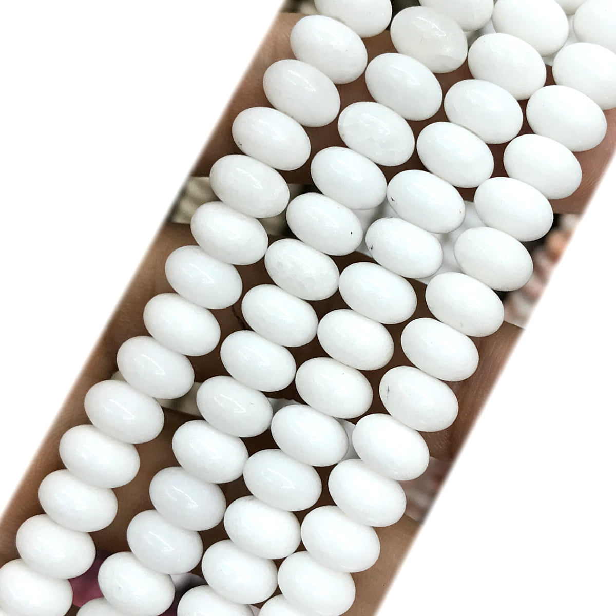 CRB230 White Porcelain Beads Smooth Rondelle 5x8mm 15" Strand