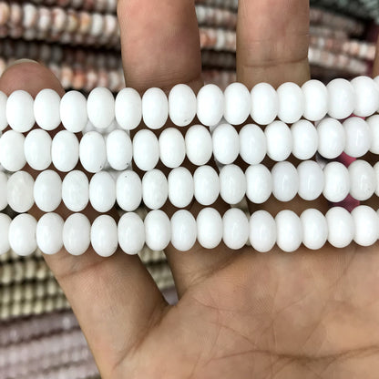 CRB230 White Porcelain Beads Smooth Rondelle 5x8mm 15" Strand