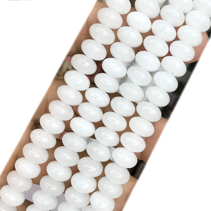 CRB231 White Jade Beads Smooth Rondelle 5x8mm 15" Strand