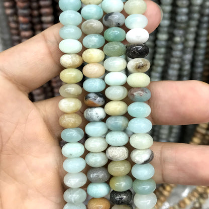 CRB233 Colorful Amazonite Beads Smooth Rondelle 5x8mm 15" Strand