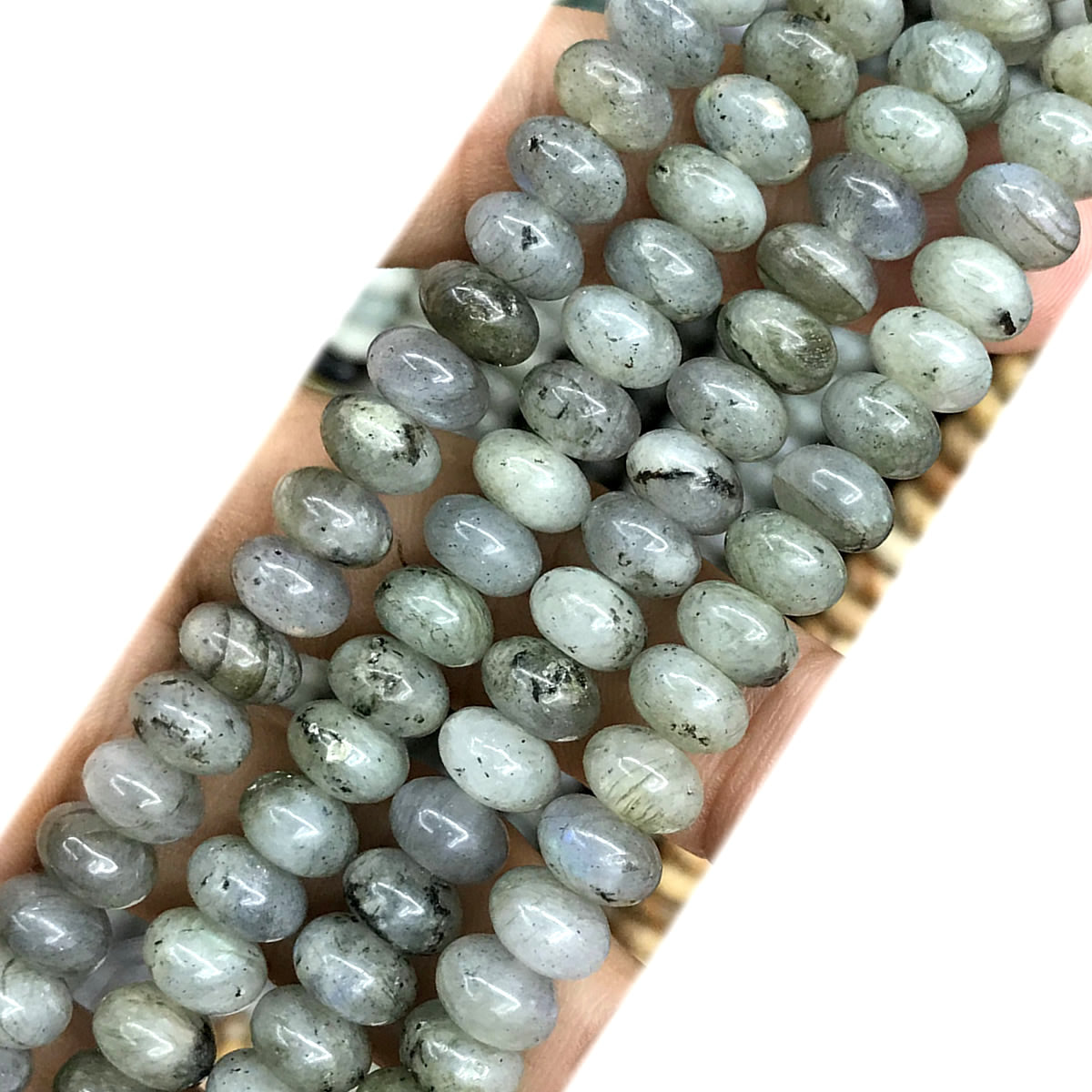 CRB234 Labradorite Beads Smooth Rondelle 5x8mm 15" Strand