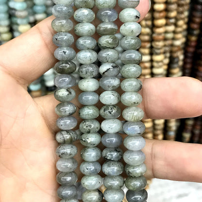 CRB234 Labradorite Beads Smooth Rondelle 5x8mm 15" Strand