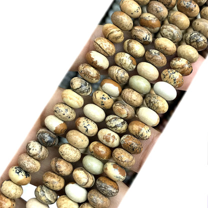 CRB236 Picture Jasper Beads Smooth Rondelle 5x8mm 15" Strand