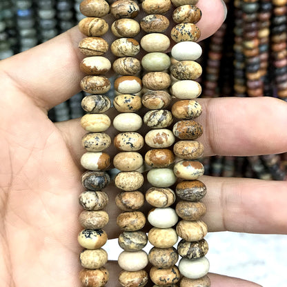 CRB236 Picture Jasper Beads Smooth Rondelle 5x8mm 15" Strand