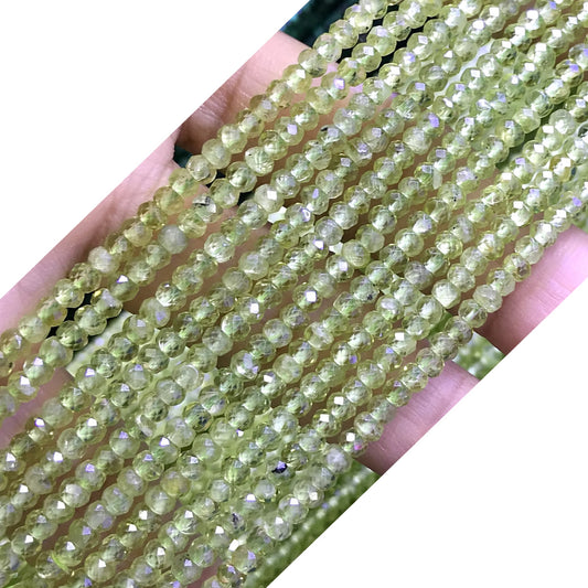 CRB24 Peridot Gemstone Beads Faceted Rondelle 2x3mm 15" Strand