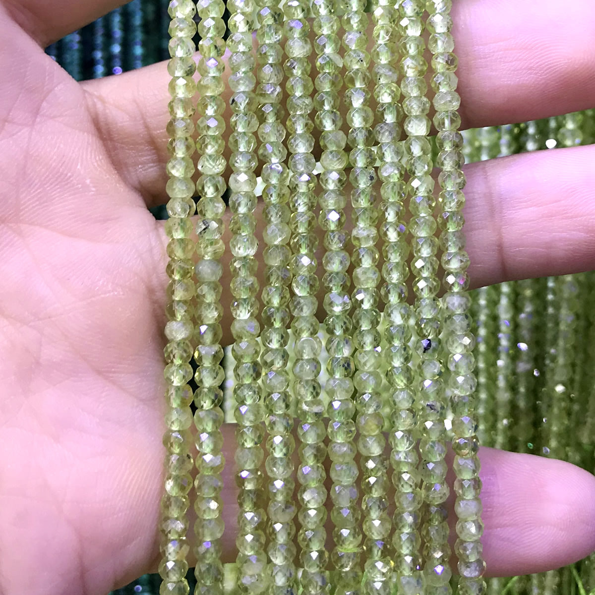 CRB24 Peridot Gemstone Beads Faceted Rondelle 2x3mm 15" Strand