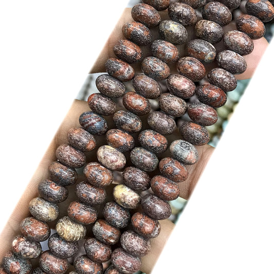 CRB240 Leopard Skin Jasper Beads Smooth Rondelle 5x8mm 15" Strand