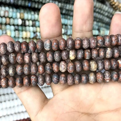 CRB240 Leopard Skin Jasper Beads Smooth Rondelle 5x8mm 15" Strand