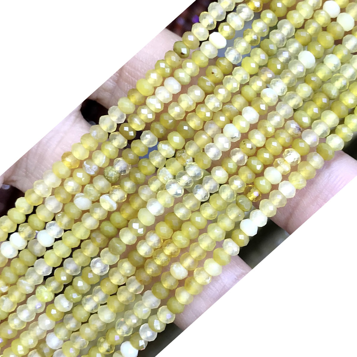 CRB25 Yellow Opal Beads Faceted Rondelle 2x3mm 15" Strand