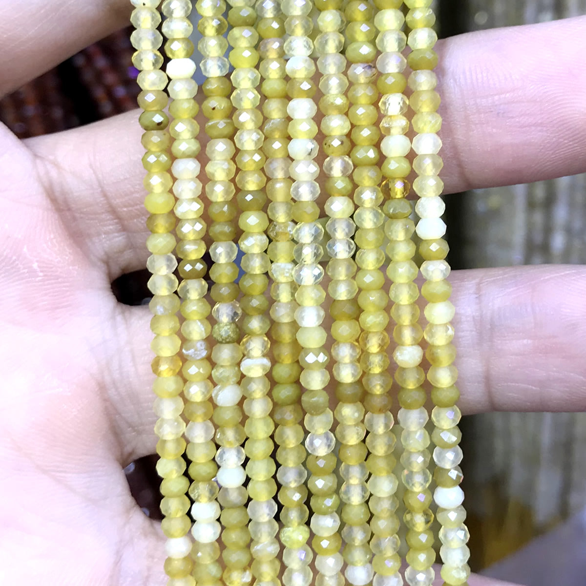 CRB25 Yellow Opal Beads Faceted Rondelle 2x3mm 15" Strand